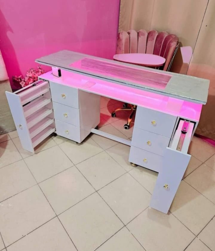 Mesa de Manicure con Luz Rosa